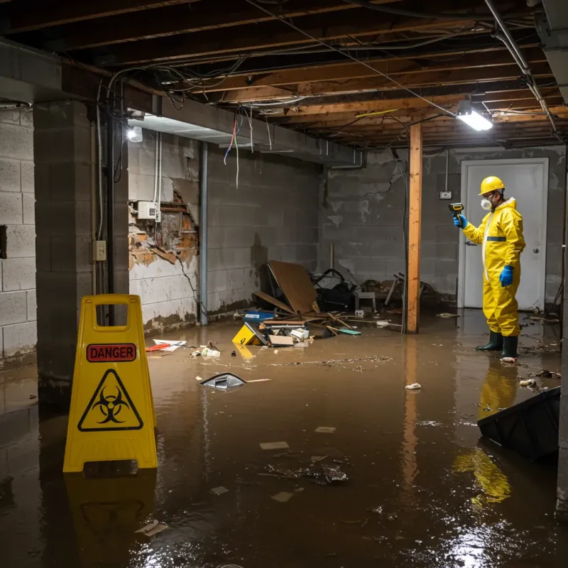 Flooded Basement Electrical Hazard in Colby, WI Property